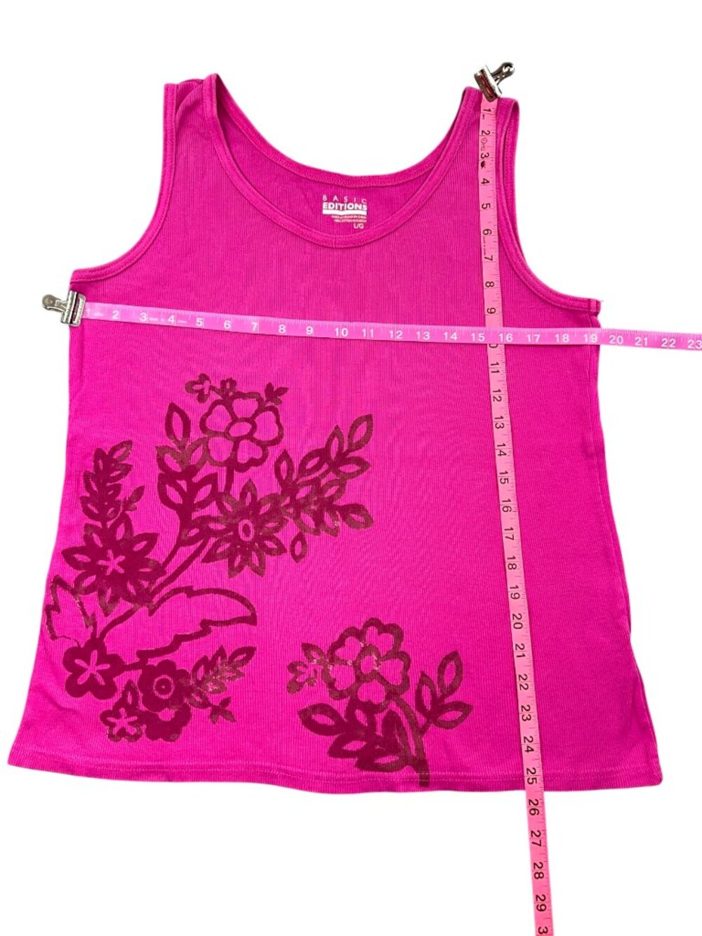 Basic Editions Hot Pink Ribbed Graphic Tank Top - Picture 7 of 7